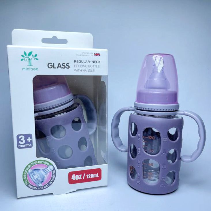 1202476_baby-feeder-bottle-minitree-regular-neck-baby-feeding-glass-bottle-3m-120ml-bottle-multicolor-availa Baby Feeder Minitree Regular Neck Baby Feeding Glass Bottle 3m+ 120ml Multicolor Available - Image 1