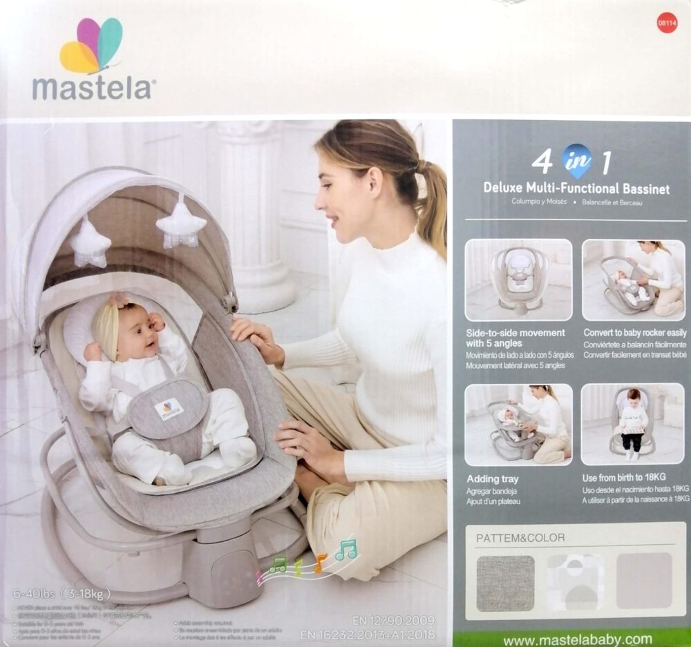 Mastela 4 In 1 Multifunctional Electric Baby Swing Bassinet With Dining Tray 18Kg - Image 3