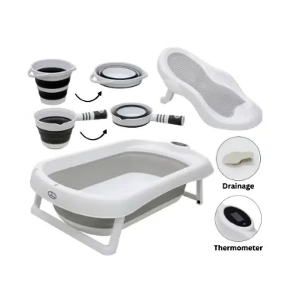 Junbon-Newborn-to-Toddler-BabyBath-Set-4-PCs5.jpg Baby 4 In 1 Foldable Baby Bath Tub Set - Image 3