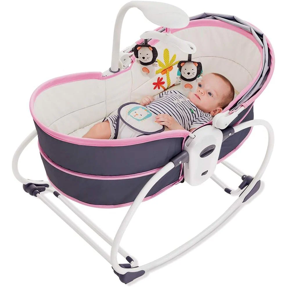 Mastela_5-in-1_Rocker_Napper_Bounce_Bassinet_Grey_with_Pink_6033_Age-_Newborn_Above_813b2d1c-1e5e-46cd-be6b-c3b95a5bd97d.jpg Mastela Multifunctional Baby Carriage & Bassinet Rocker 6-in-1 - Image 1