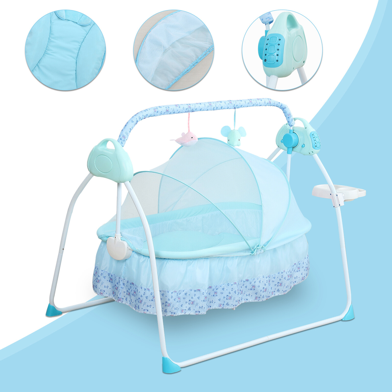 s-l16002 Electric Auto-Swing Baby Crib Cradle Infant Music Basket Sleeping Bed +Bluetooth - Image 1